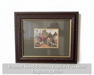 Framed HandColored English Fox Hunt Engraving Print