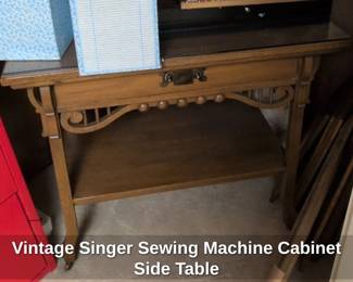 Vintage Singer Sewing Machine Cabinet Side Table