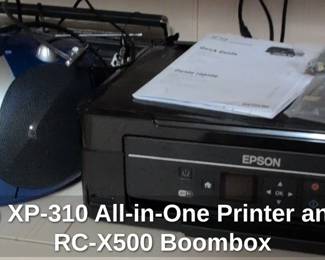 Epson XP AllinOne Printer and JVC RCX Boombox