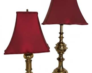Vintage Stiffel Brass Table Lamp with Red Shade third image