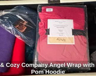 Soft Cozy Company Angel Wrap with Pom Pom Hoodie