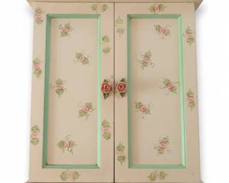 HandPainted Rose Motif Doll Armoire