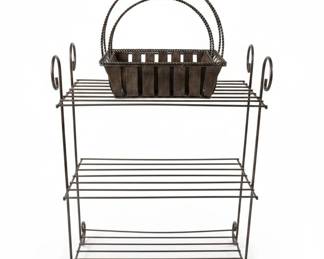 Wrought Iron Plant Stand with Basket