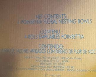 Avon Poinsettia Floral Nesting Bowls and Mixing Bowl Set