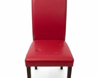 Red Faux Leather Parsons Dining Chair