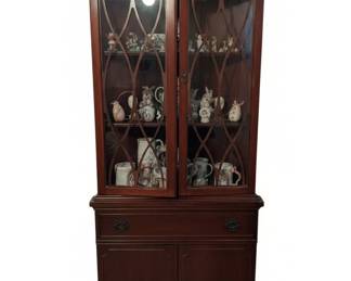 Vintage Mahogany Curio Cabinet with Glass Doors