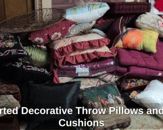Assorted Decorative Throw Pillows and Seat Cushions