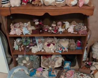 Collection of Cherished Teddies and Other Plush Toys with Decorative Rugs