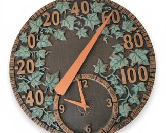 Ivy Leaf Thermometer and Clock Combination
