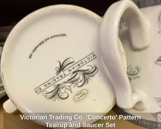 Victorian Trading Co. Concerto Pattern Teacup and Saucer Set fifth image