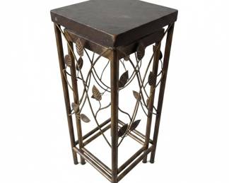 Vintage Wrought Iron Plant Stand with Floral Accents