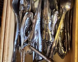 SilverPlated Flatware Set with Rose Motif Possibly Gorham Rose Pattern fourth image