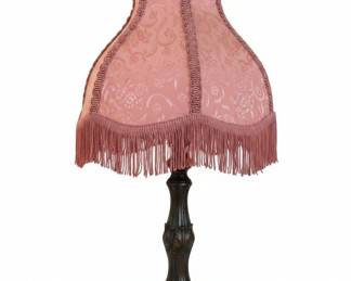 Vintage Pink Brocade Lampshade with Tassel Fringe