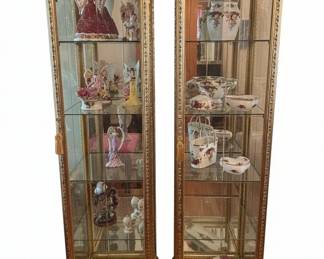 Pair of French Louis XV Style Gilt Wood Display Cabinets
