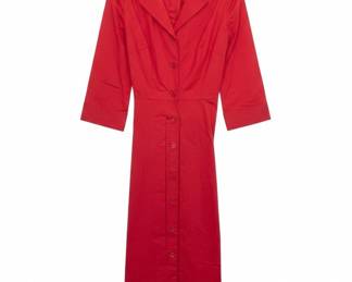J. Peterman Red ButtonFront Dress