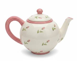 Home Interiors Pink Tulips Dots Teapot