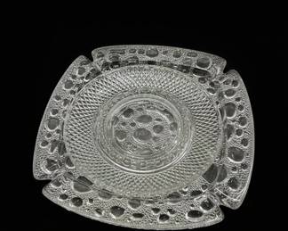 Vintage Indiana Glass Hobnail Deviled Egg Plate with Brass Tray