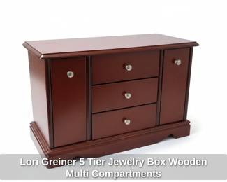 Lori Greiner Tier Jewelry Box Wooden Multi Compartments second image