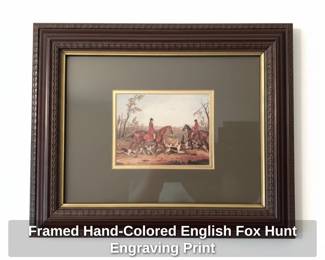 Framed HandColored English Fox Hunt Engraving Print second image