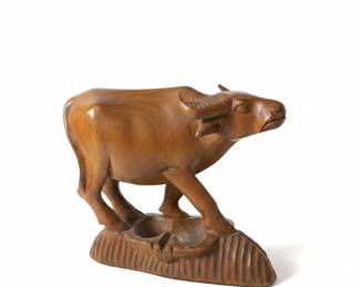 Hand Carved Wooden Water Buffalo Figurine