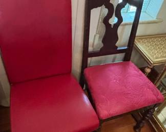 Red Faux Leather Parsons Dining Chair third image