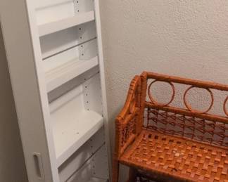 White Tall Narrow Bookshelf with Handle