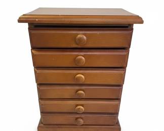 Mini Wooden Jewelry Box with Six Drawers