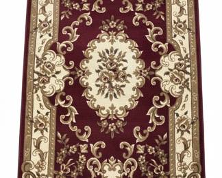 Aubusson Style Burgundy Floral Area Rug