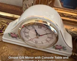 Ornate Gilt Mirror with Console Table and Decorative Accessories sixth image