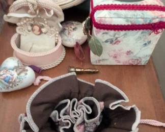 Floral Fabric Tissue Box Cover and Decorative Pincushion Set