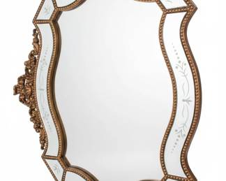 Murano Glass Venetian Style Etched Mirror