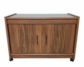 MidCentury Modern Fluted Walnut Credenza or Bar Cart