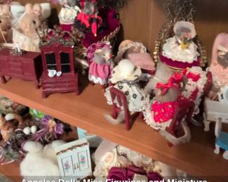 Annalee Dolls Mice Figurines and Miniature Furniture