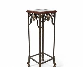 Ornate Metal Plant Stand with Faux Marble Top second image