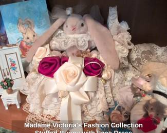 Madame Victorias Fashion Collection Stuffed Bunny with Lace Dress
