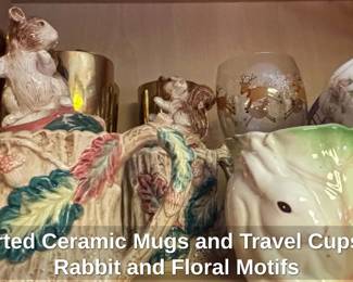 Assorted Ceramic Mugs and Travel Cups with Rabbit and Floral Motifs third image