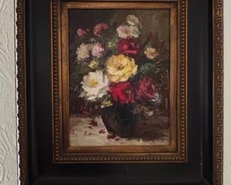 Floral Still Life Oil Painting by E. Hora