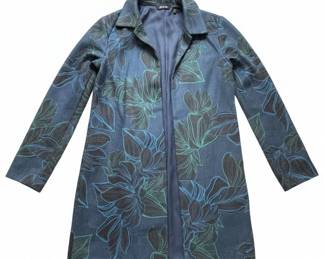 IMAN Global Chic Luxe Faux Suede Topper Blue Floral
