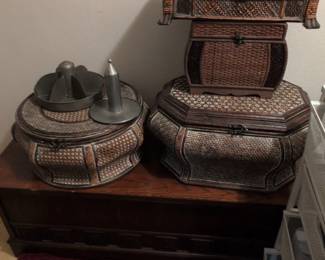 Woven Storage Boxes with Decorative Lids second image
