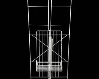 White Metal Tiered Plant Stand with Magnifying Lamp and Concrete Capital