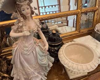 Ornate Gilt Mirror with Console Table and Decorative Accessories fourth image