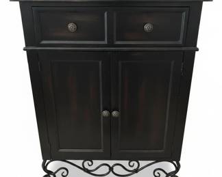 Dark Wood Accent Cabinet with Scroll Base