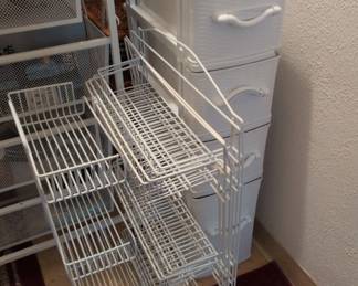 White Wire Rolling Slim Storage Cart