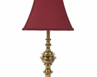 Vintage Stiffel Brass Table Lamp with Red Shade second image