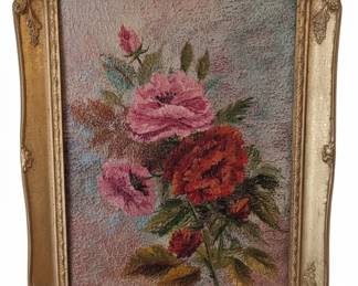Floral Still Life Oil Painting with Ornate Gilt Frame