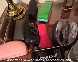Assorted Eyewear Cases, Accessories, and Decorative Items