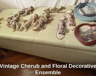 Vintage Cherub and Floral Decorative Ensemble