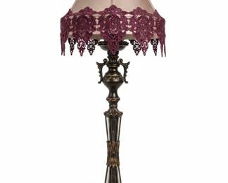 Vintage Stiffel Brass Table Lamp with Red Shade