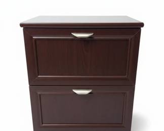 Dark Wood Veneer TwoDrawer Filing Cabinet