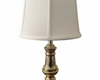 Vintage Stiffel Brass Table Lamp with Red Shade fourth image
